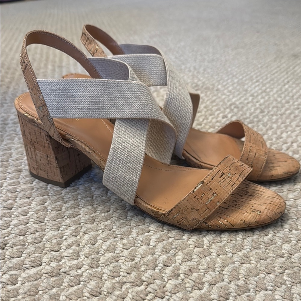 Anne Klein Cork Block Heel Sandals